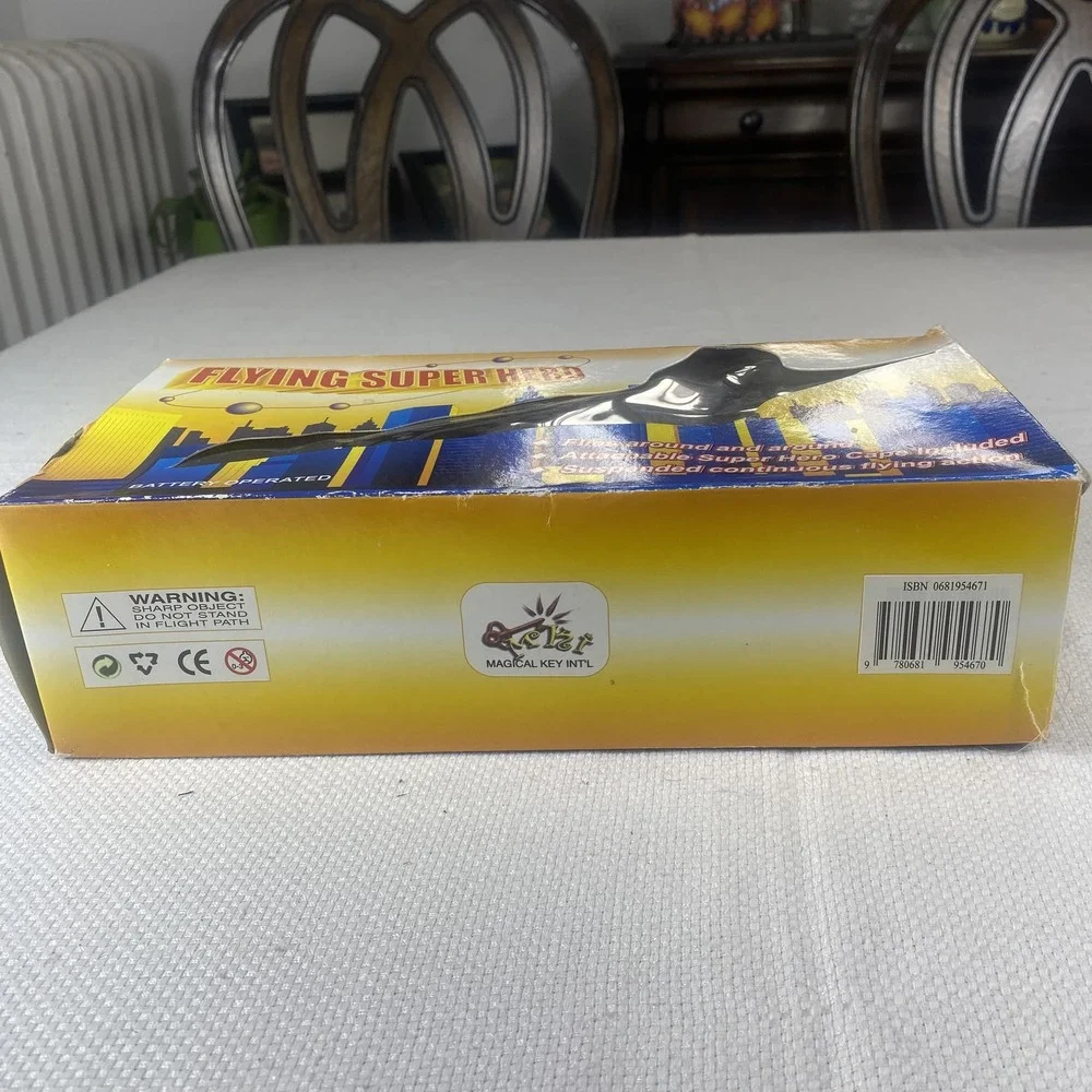 Flying Super Hero Action Figure Toy Battery Operated Cape Included Spins In Air